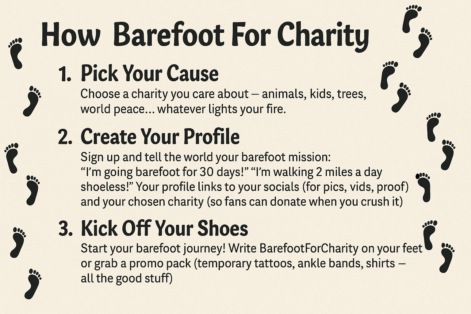 How Barefoot For Charity Works